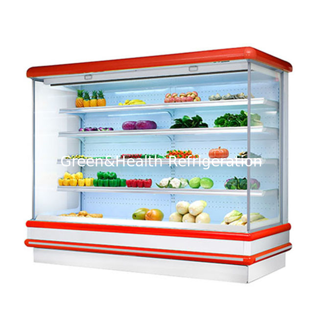 Multideck open chiller per il supermercato display di frutta LED luce vetro congelatore