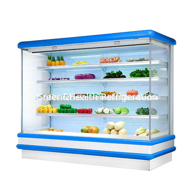 Multideck open chiller per il supermercato display di frutta LED luce vetro congelatore