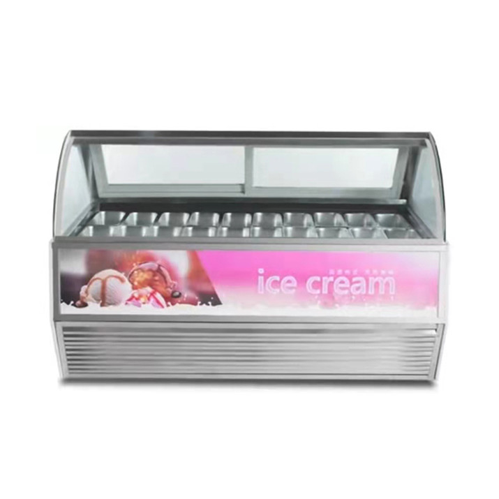 Negozio di gelati / negozio di convenience Commerciale in acciaio inossidabile vetro gelati Display di stoccaggio congelatore