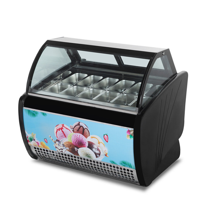 Negozio di gelati / negozio di convenience Commerciale in acciaio inossidabile vetro gelati Display di stoccaggio congelatore