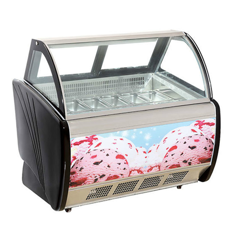 Negozio di gelati / negozio di convenience Commerciale in acciaio inossidabile vetro gelati Display di stoccaggio congelatore