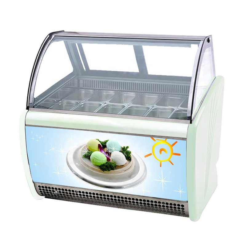 Negozio di gelati / negozio di convenience Commerciale in acciaio inossidabile vetro gelati Display di stoccaggio congelatore
