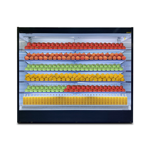 Multi strato tipo aperto vetro in acciaio inossidabile Air Curtain Cabinet con semi di loto e LED