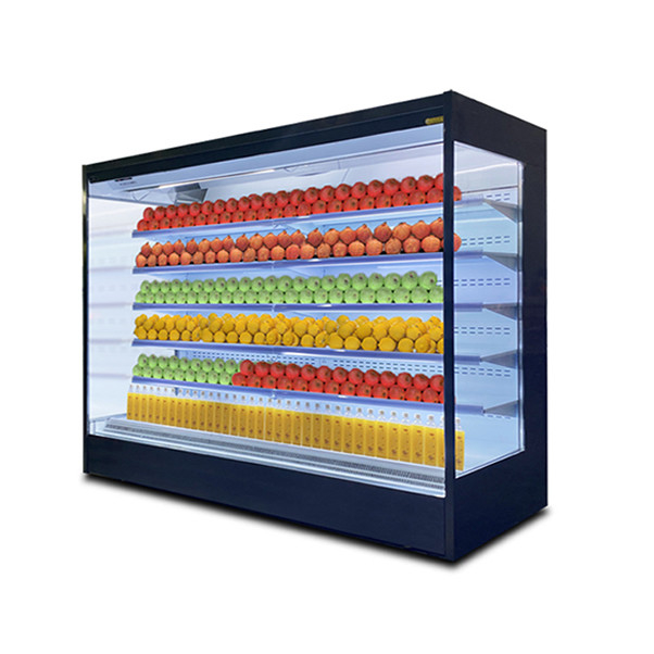 Multi strato tipo aperto vetro in acciaio inossidabile Air Curtain Cabinet con semi di loto e LED