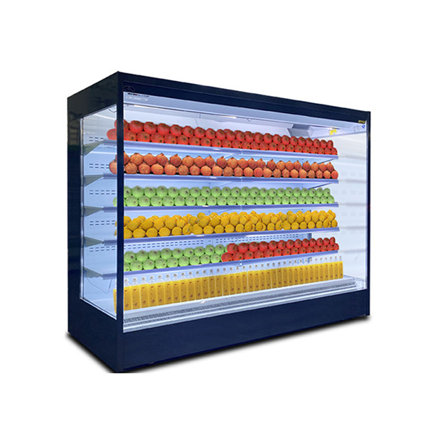 Multi strato tipo aperto vetro in acciaio inossidabile Air Curtain Cabinet con semi di loto e LED
