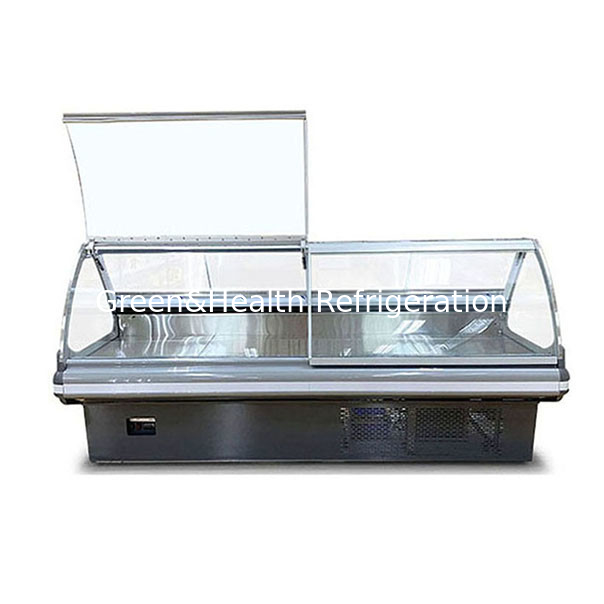 Bottega di carne/supermercato/flip top glass in acciaio inossidabile Display freezer per lo stoccaggio di carne fresca