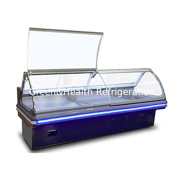 Bottega di carne/supermercato/flip top glass in acciaio inossidabile Display freezer per lo stoccaggio di carne fresca