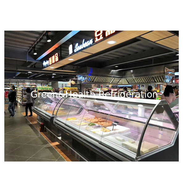 Grandi vetri trasparenti in acciaio inossidabile per uso commerciale Display per la conservazione degli alimenti cotti