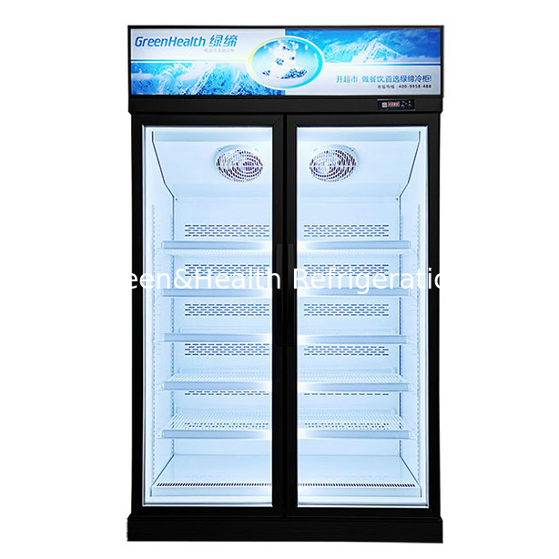 Due porte di vetro sull'unità superiore del congelatore per prodotti congelati a bassa temperatura