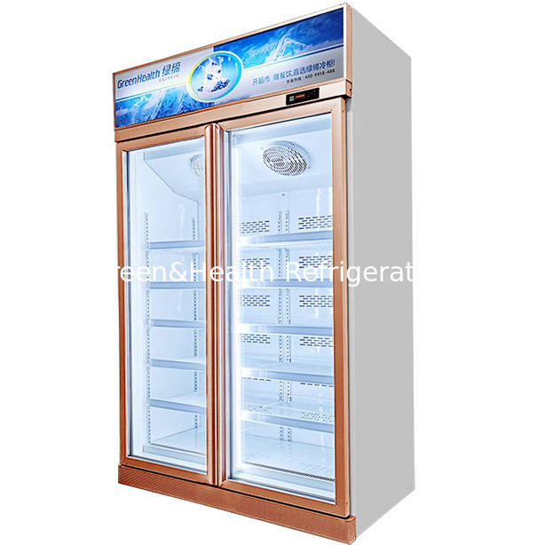 Due porte di vetro sull'unità superiore del congelatore per prodotti congelati a bassa temperatura