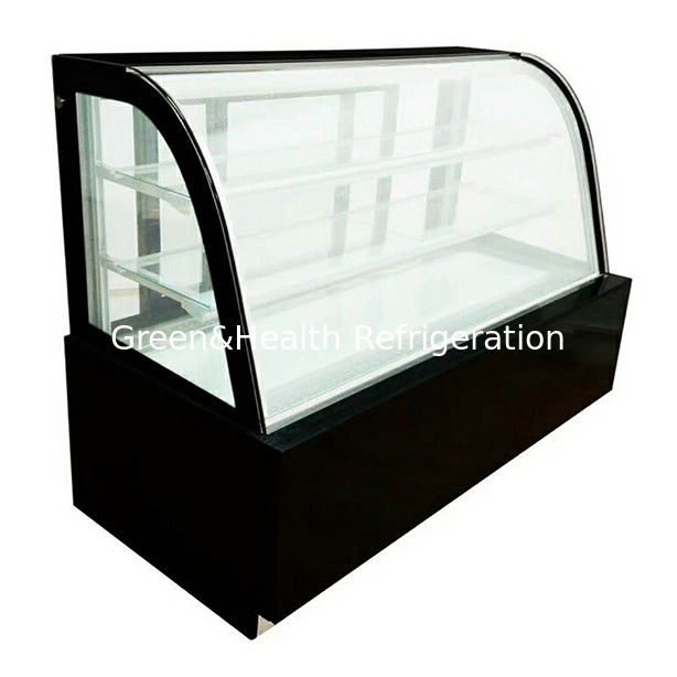 Congelatore per display di torte in acciaio inossidabile a vetro curvo con scaffali multipli per uso commerciale