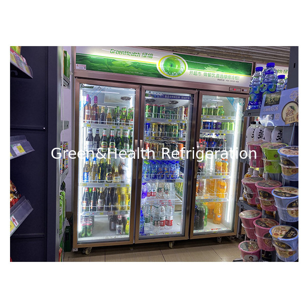Supermercato commerciale / negozio due / tre porte di vetro Economy frigorifero display frigorifero