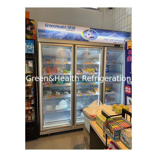 Tre porte di vetro sul display dell'unità superiore Freezer per prodotti congelati a bassa temperatura