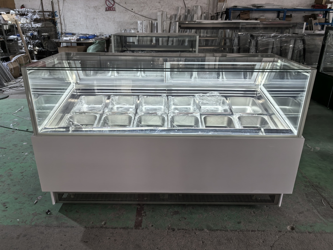 Negozi di gelati Attrezzature Display gelati Congelatore Gabinetto per immersioni di gelati