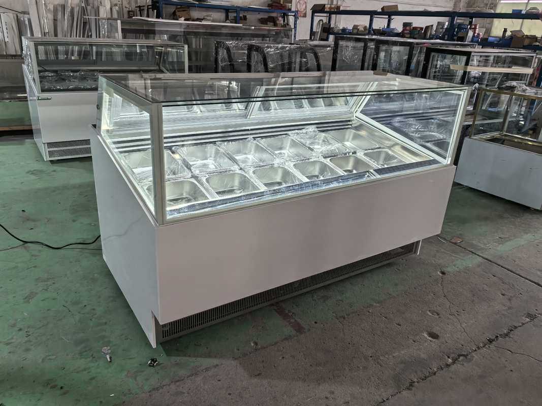 Negozi di gelati Attrezzature Display gelati Congelatore Gabinetto per immersioni di gelati