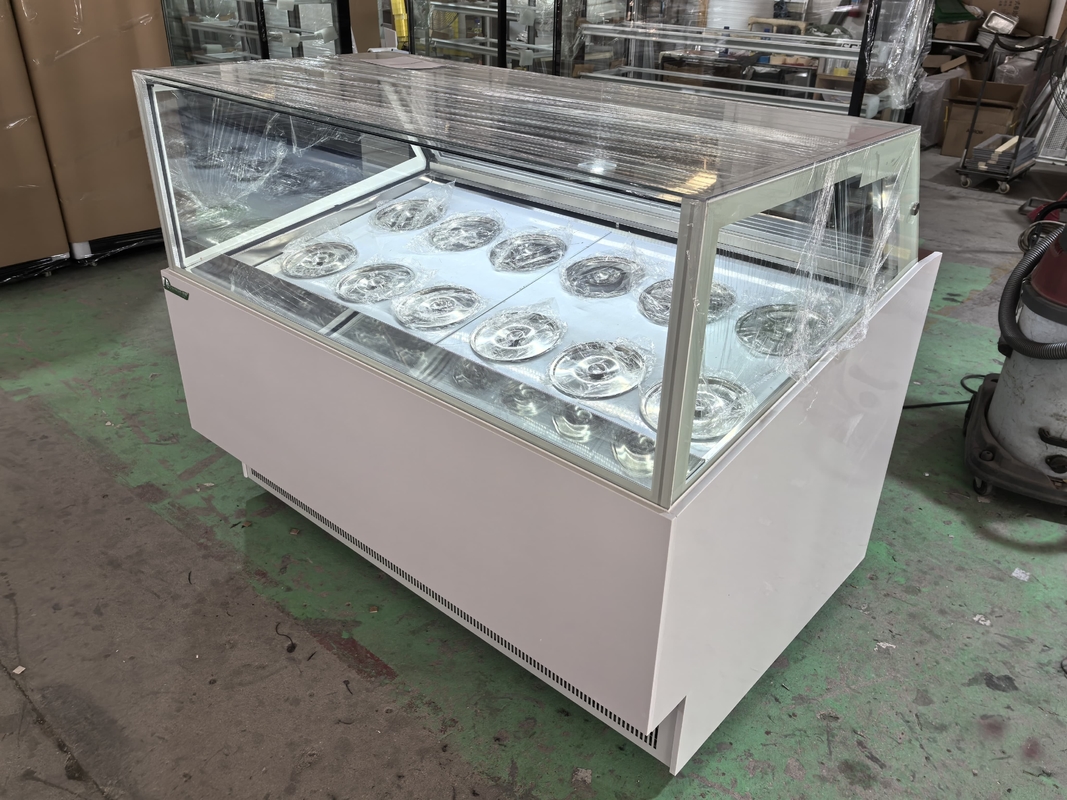 Negozi di gelati Attrezzature Display gelati Congelatore Gabinetto per immersioni di gelati