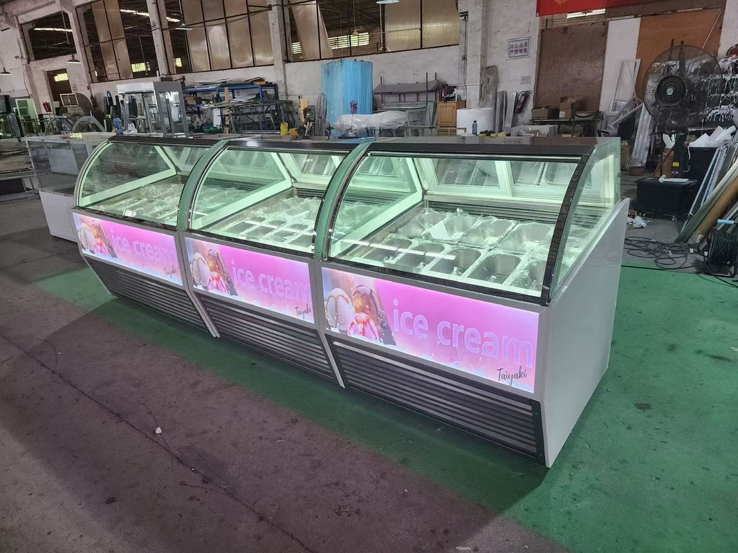 Negozi di gelati Attrezzature Display gelati Congelatore Gabinetto per immersioni di gelati