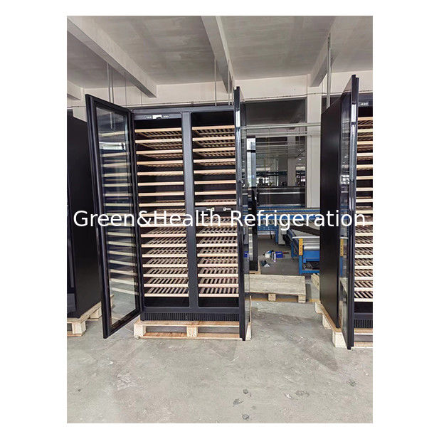Condensatore di vino a due zone di temperatura con scaffalature in legno di faggio e capacità di 316 bottiglie per uso commerciale