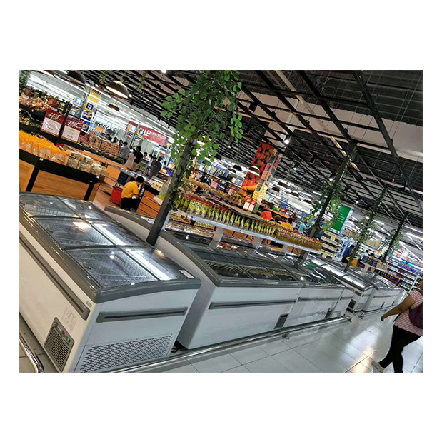 Ultima porta scorrevole a bassa temperatura polpette di carne surgelate ripostiglio alimentare vetrina isola armadio congelatore