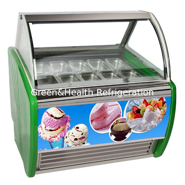 Congelatore commerciale per display di gelati con pentole in acciaio inossidabile regolabili con termostato e refrigerante R404a