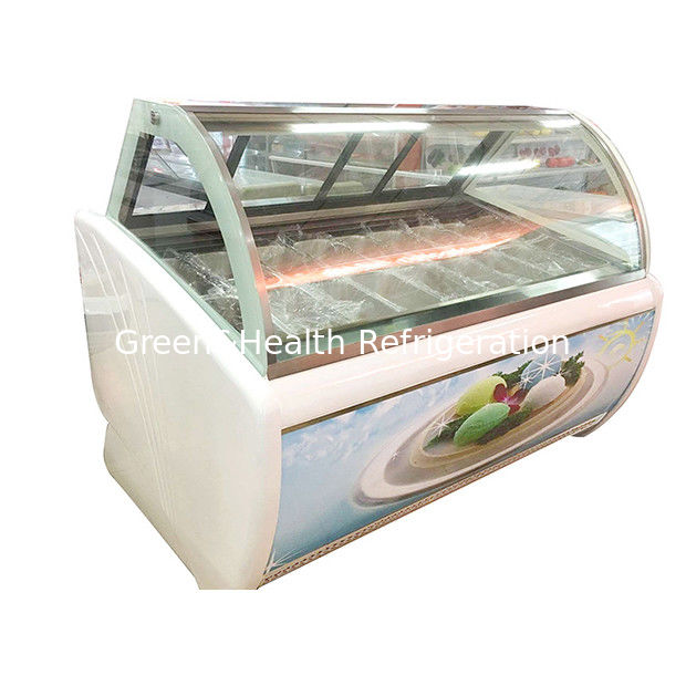 Congelatore commerciale per display di gelati con pentole in acciaio inossidabile regolabili con termostato e refrigerante R404a