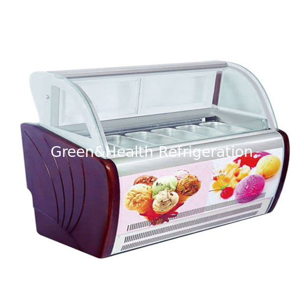 Congelatore commerciale per display di gelati con pentole in acciaio inossidabile regolabili con termostato e refrigerante R404a