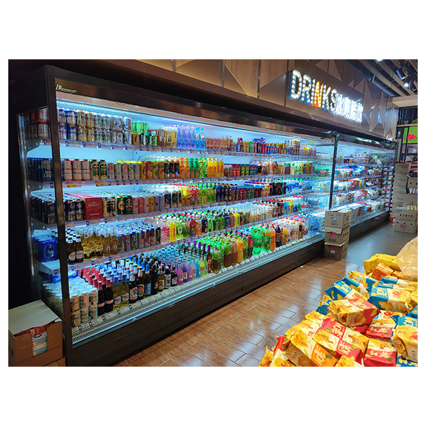 Supermercato / Commercio di comodità angolo destro tipo frigorifero aperto per lo stoccaggio di alimenti / bevande