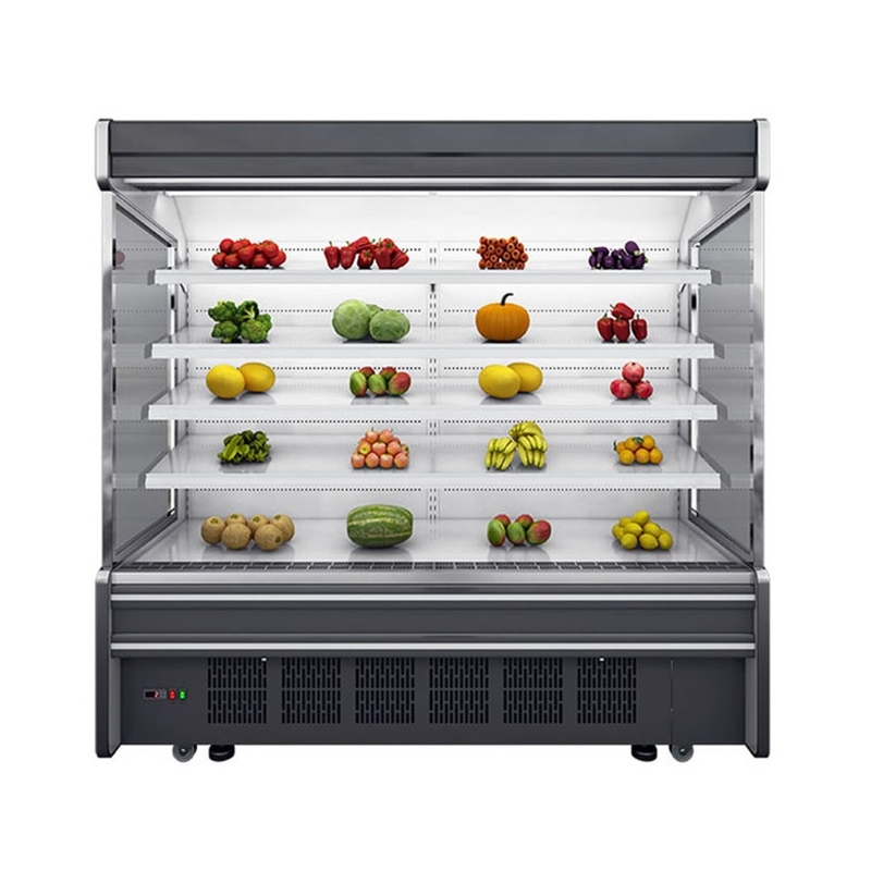 Frigorifero espositore per verdure a plug-in, espositore multideck, refrigeratore commerciale a vetrina aperta