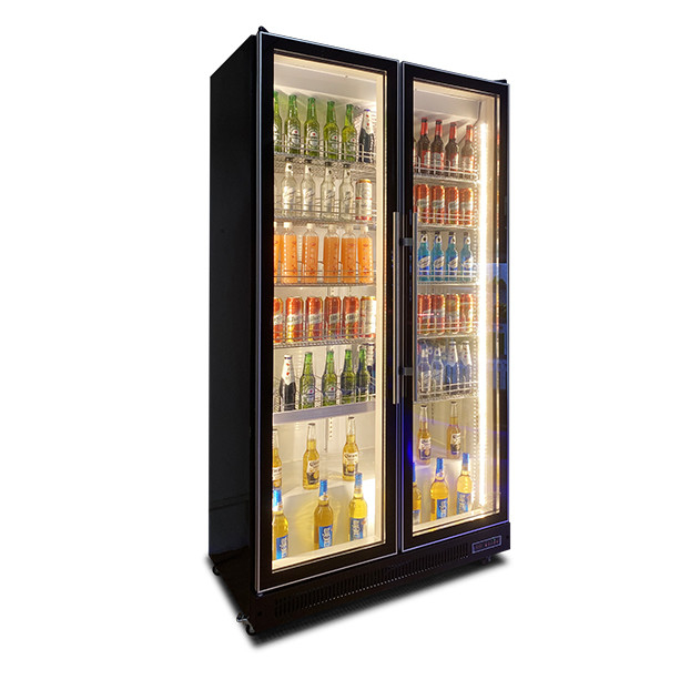 Due porte di vetro Commerciale Multiplice luci a LED Bevande / liquori Refrigerazione Display Frigo