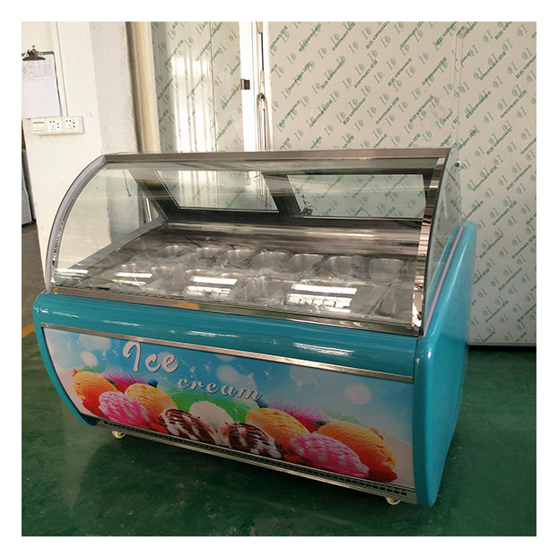 Vendita diretta di fabbrica vetro curvo 16 vassoio torta frigorifero display congelatore in vendita
