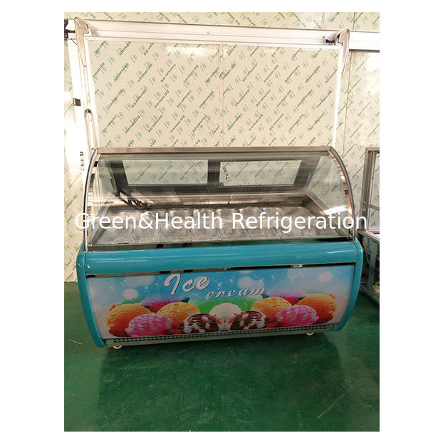 Fabbrica diretta vetro curvo 16 vassoio gelato display congelatore con termostato regolabile