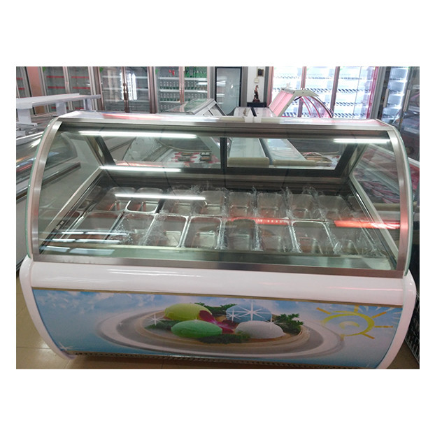 Vendita diretta di fabbrica vetro curvo 16 vassoio torta frigorifero display congelatore in vendita