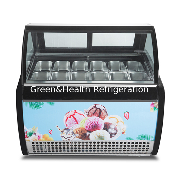 Negozio/negozio di gelato utilizza gelato frigorifero per visualizzare frigoriferi in acciaio inossidabile congelatore