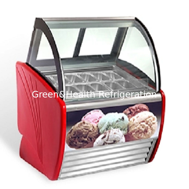 Negozio/negozio di gelato utilizza gelato frigorifero per visualizzare frigoriferi in acciaio inossidabile congelatore