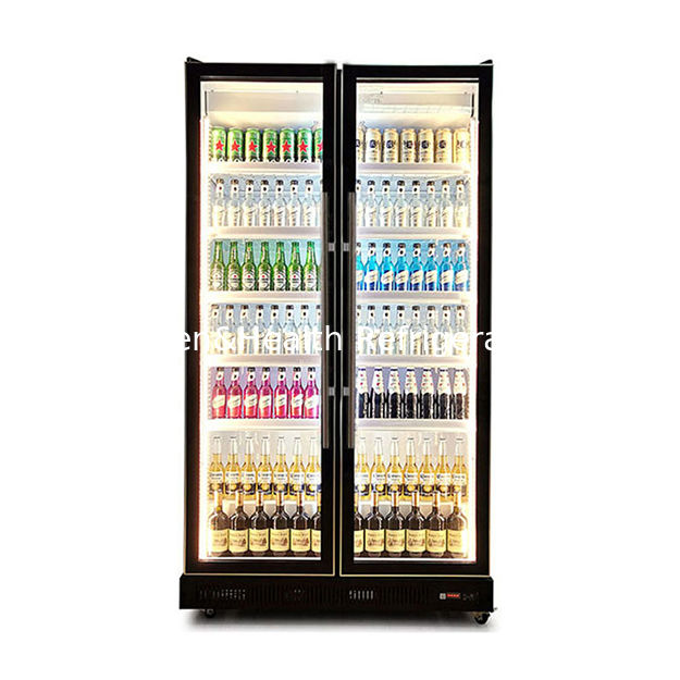 Multipli luci a LED Due porte di vetro Bevande e alcolici Display frigorifero Freezer