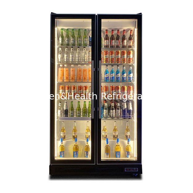 Multipli luci a LED Due porte di vetro Bevande e alcolici Display frigorifero Freezer