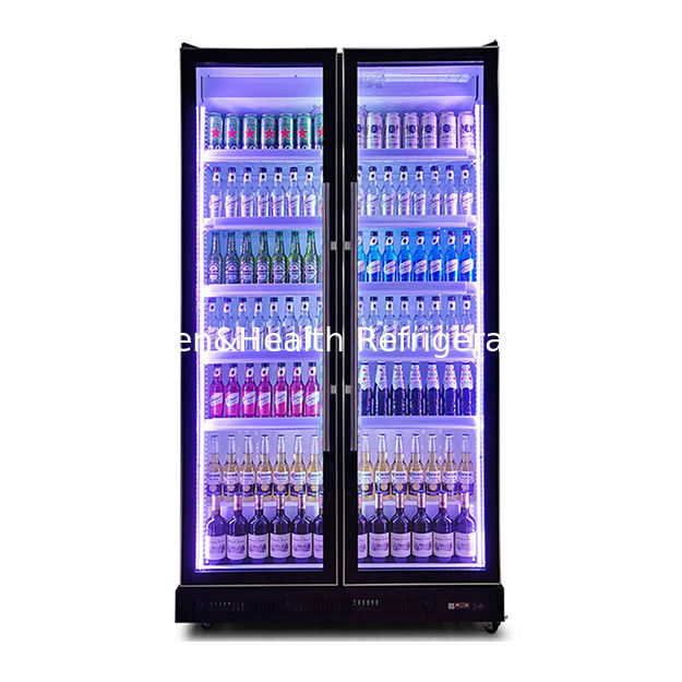 Multipli luci a LED Due porte di vetro Bevande e alcolici Display frigorifero Freezer