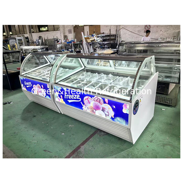 I negozi di gelati/supermercati utilizzano frigoriferi di stoccaggio per mostrare i frigoriferi di display di gelati
