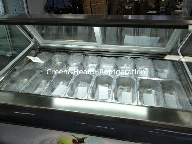 Color e dimensione personalizzabili Gelato gelato display Freezer con pentole 10 / 12 / 16 / 22