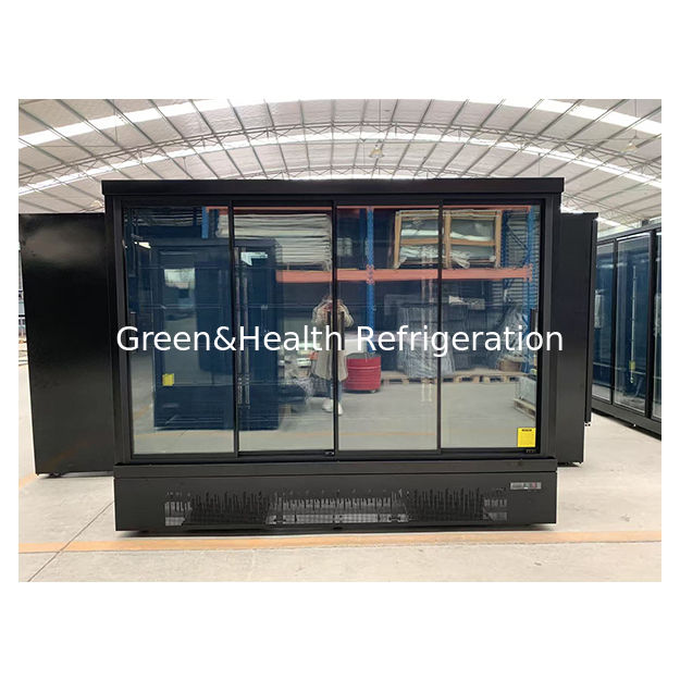 Porte multiple in vetro di tipo Push Pull per supermercati, unità commerciale con base nera, congelatore espositivo frigorifero