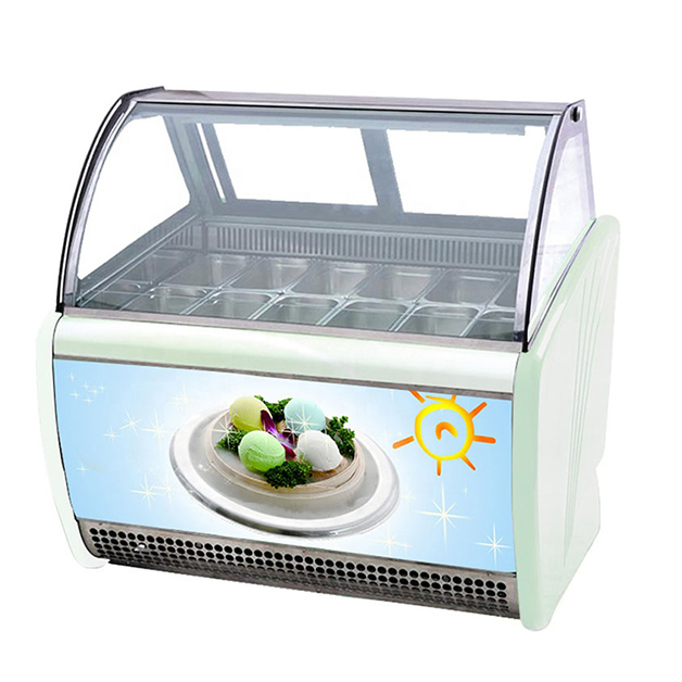 Negozio di gelati/minimarket con 16 piastre utilizza congelatore espositivo refrigerato per gelati