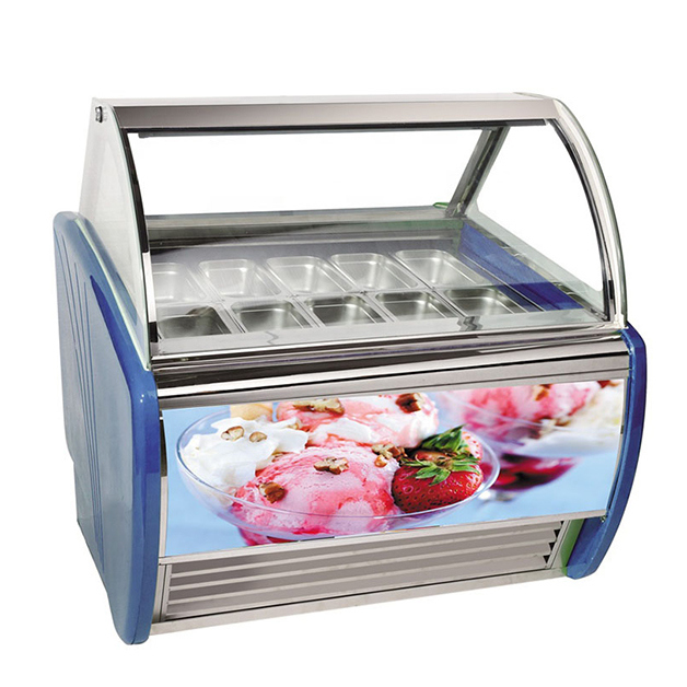 Negozio di gelati/minimarket con 16 piastre utilizza congelatore espositivo refrigerato per gelati