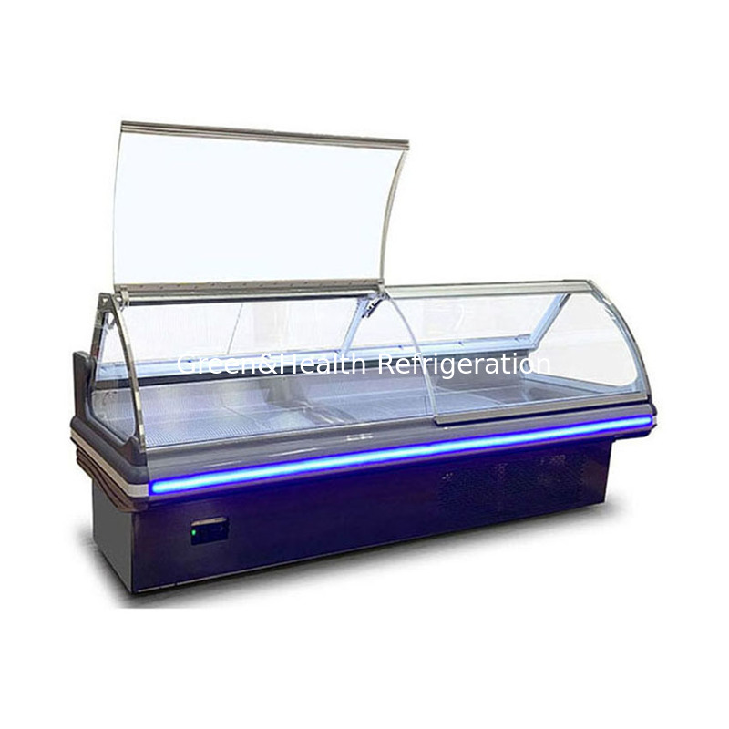 Alza Vetro Struttura in Acciaio Inossidabile Orizzontale Commerciale Conservazione Cibo Cotto Congelatore Refrigerato