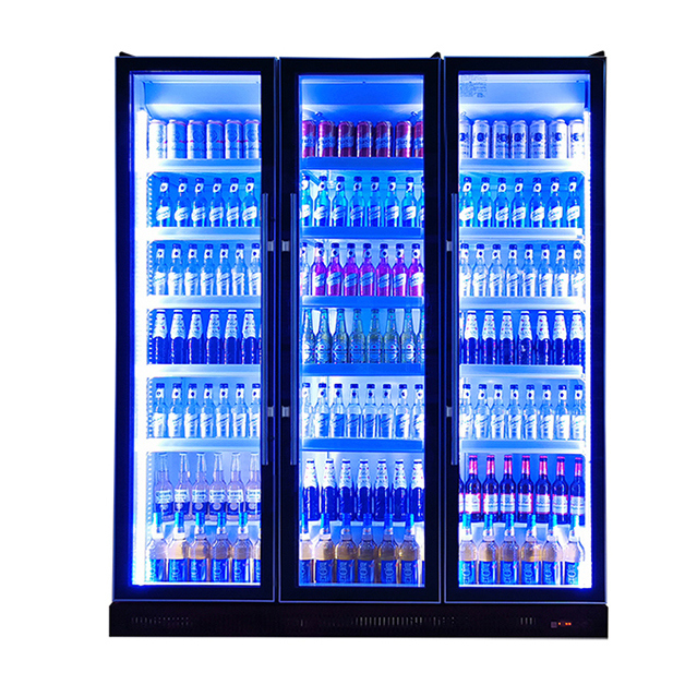 Porta di vetro commerciale Verticale Multipli Illuminazione Bevande Display frigorifero Freezer