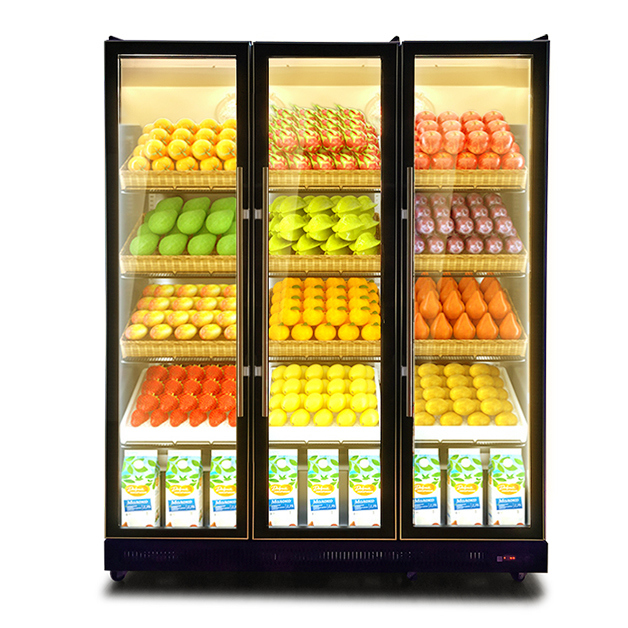 Porta di vetro commerciale Verticale Multipli Illuminazione Bevande Display frigorifero Freezer