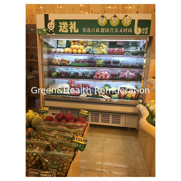 Frigo commerciale di tipo aperto con ripiani multipli con compressore da incasso