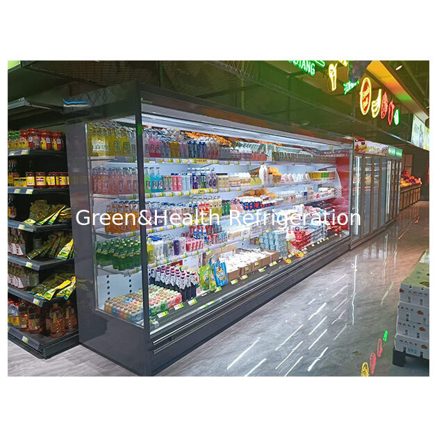 Supermercato angolo retto multi-livello compressore integrato importato display di stoccaggio aperto congelatore