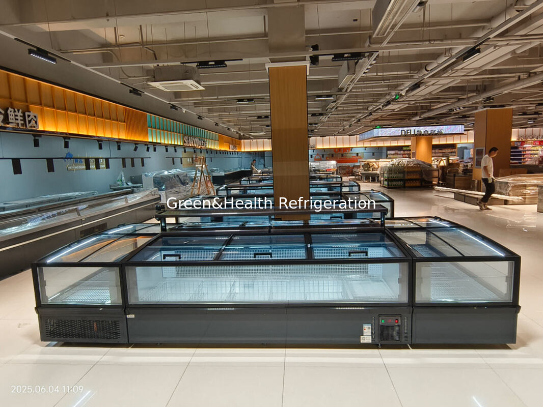 Prezzo di fabbrica combinato Isola display Freezer con grandi finestre di vetro e compressore Secop