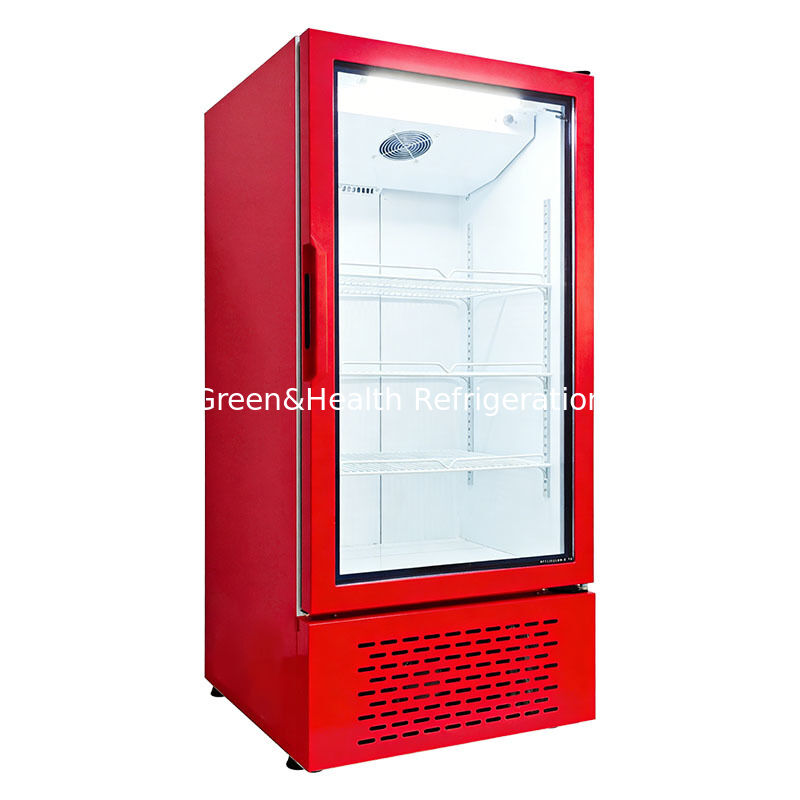 Refrigeratore Verticale per Bevande con Porta Singola in Vetro, Raffreddamento a Ventola, per Supermercati e Negozi di Alimentari
