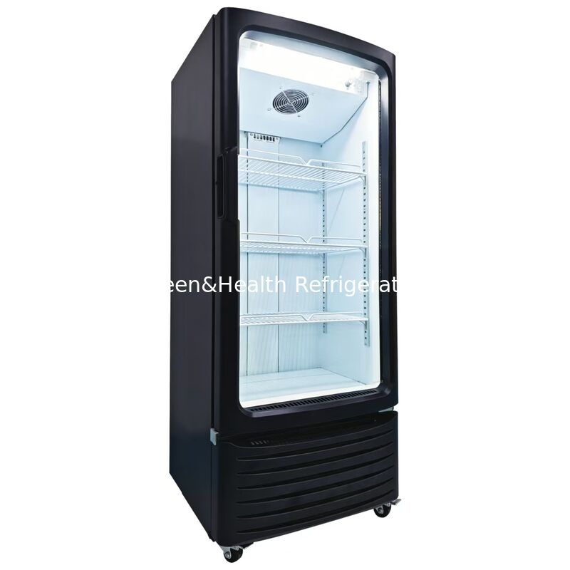 Supermercato Porta di vetro singola Display commerciale raffreddatore Vertical Chiller ventilatore di raffreddamento bevande